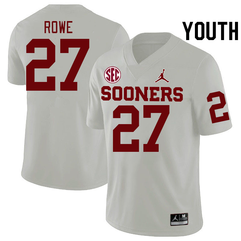 Youth #27 Jayden Rowe Oklahoma Sooners 2024 SEC Conference College Football Jerseys-White